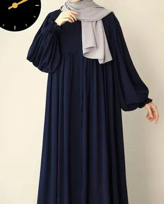 Georgette Plain Classic Abaya with Stroller – Blue