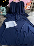 Georgette Plain Classic Abaya with Stroller – Blue