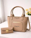 Women's Leather Plain Shoulder Bag – Beige