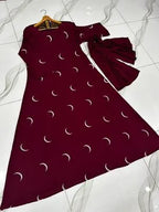 Georgette Embroidered Full Abaya with Stroller – Maroon
