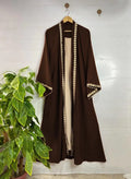 Georgette Embroidered Classic Abaya – Brown