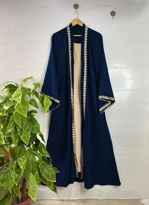 Georgette Embroidered Classic Abaya – Blue