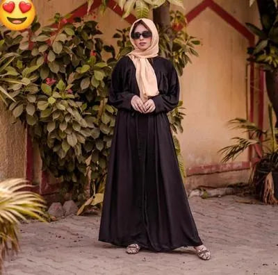 Georgette Plain Classic Abaya – Black