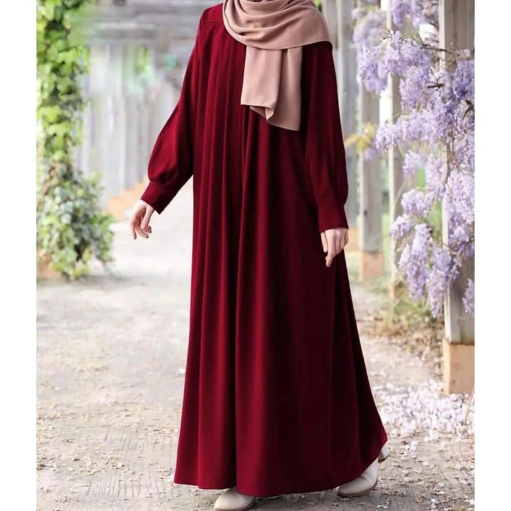 Georgette Plain Classic Abaya – Maroon