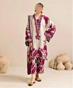3 Pcs Unstitched Silky Suit – Pink