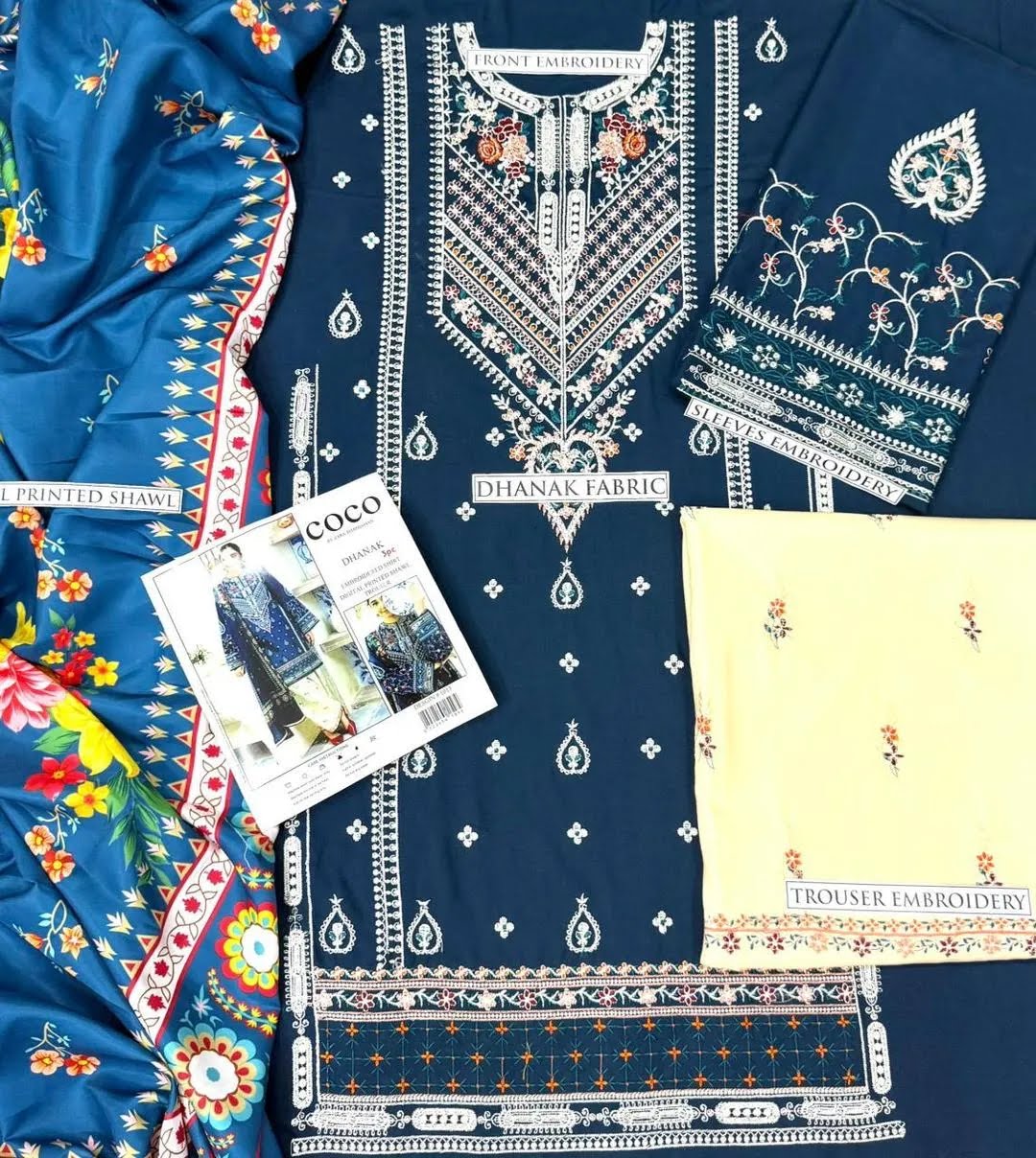 Premium 3 Pcs Unstitched Embroidered Lawn Suit