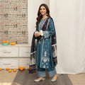 Premium 3 Pcs Unstitched Embroidered Lawn Suit – Turquoise