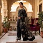 Luxury Sequins Embroidered 3 Pcs Raw Silk Suit – Blue
