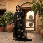 Luxury Sequins Embroidered 3 Pcs Raw Silk Suit – Blue