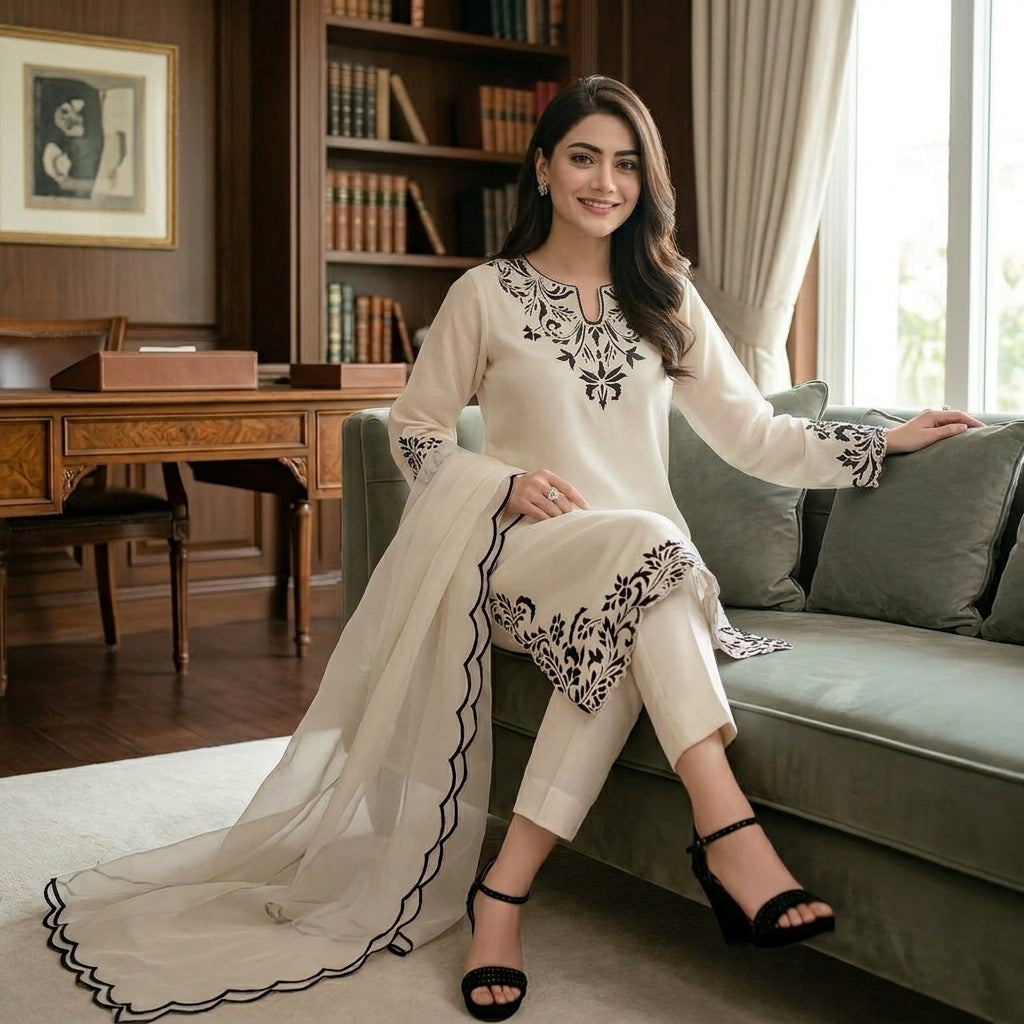 Premium Mix Design 3 Pcs Unstitched Embroidered Lawn Suit