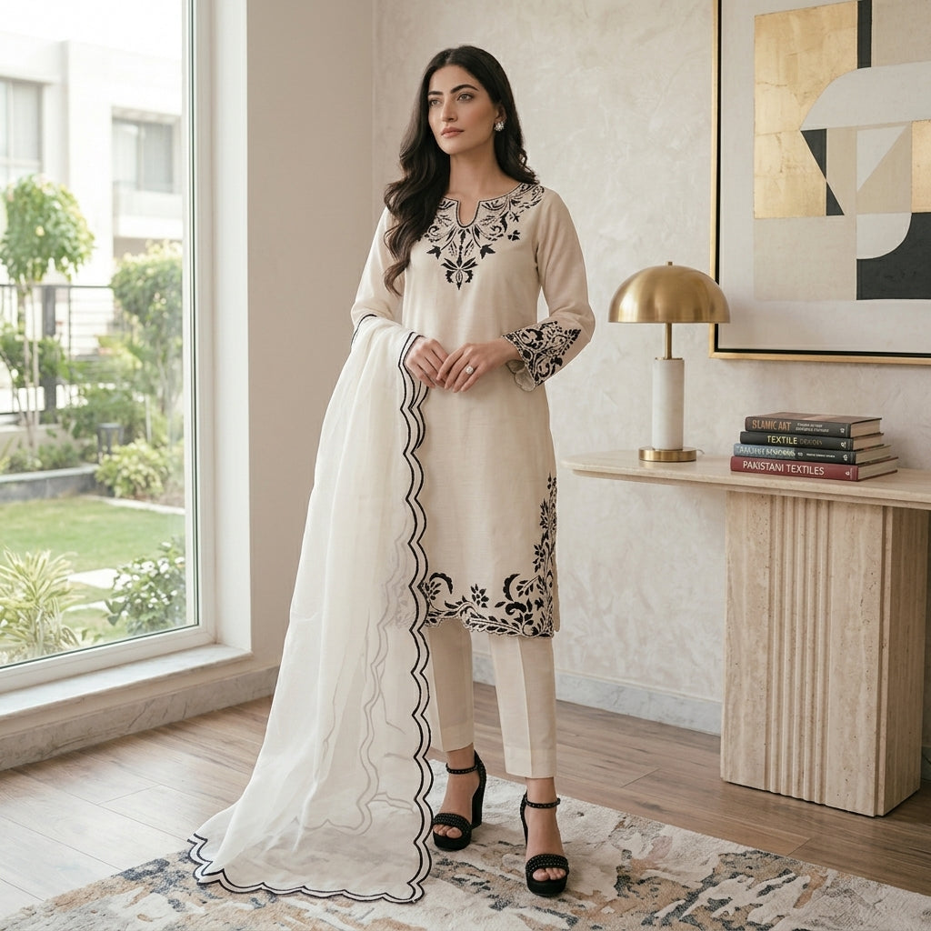 Premium Mix Design 3 Pcs Unstitched Embroidered Lawn Suit