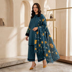 Premium 3 Pcs Unstitched Embroidered Lawn Suit