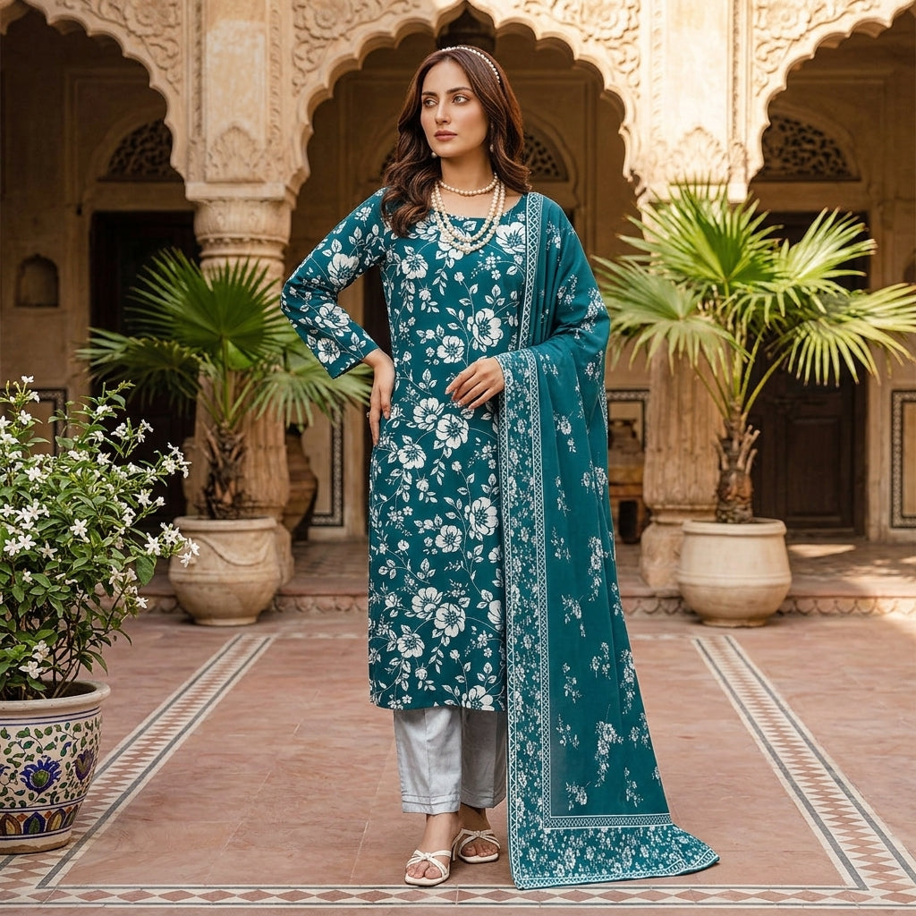 Premium 3 Pcs Unstitched Digital Printed Lawn Suit