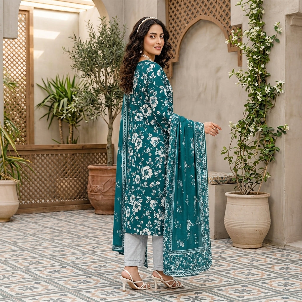 Premium 3 Pcs Unstitched Digital Printed Lawn Suit