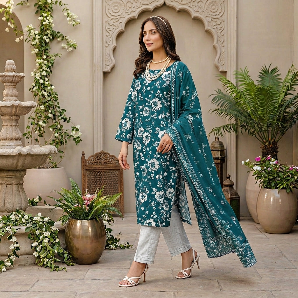 Premium 3 Pcs Unstitched Digital Printed Lawn Suit