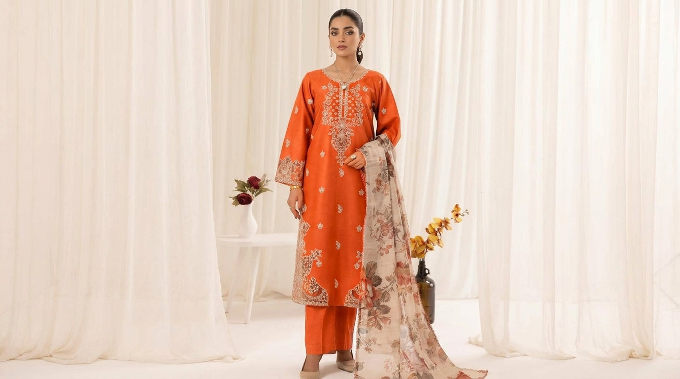 Premium 3 Pcs Embroidered Lawn Suit