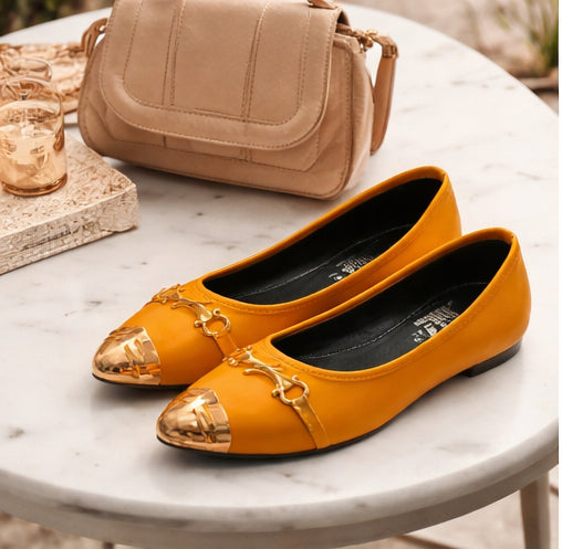 Women’s Synthetic Leather Fancy Pumps – Mustard