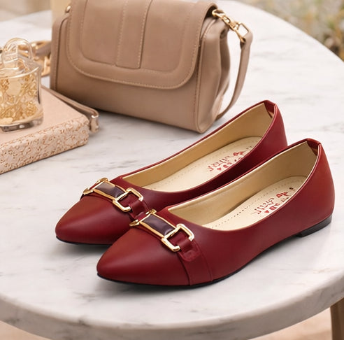 Women’s Synthetic Leather Fancy Pumps – Maroon