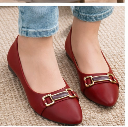 Women’s Synthetic Leather Fancy Pumps – Maroon
