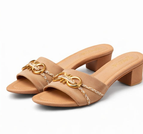 Women’s Synthetic Leather Formal Heels – Beige