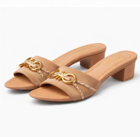 Women’s Synthetic Leather Formal Heels – Beige