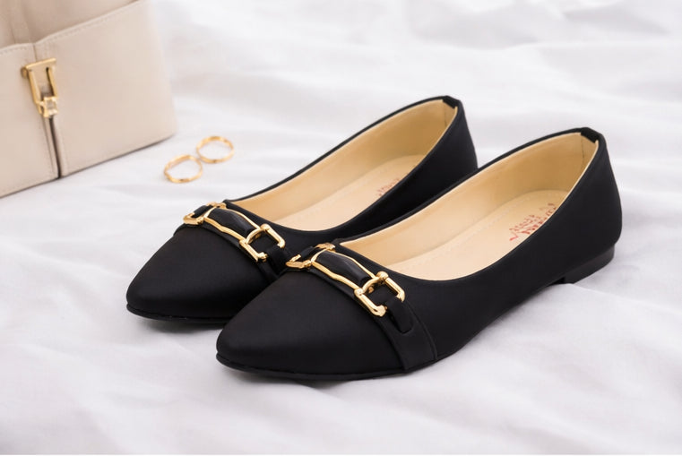 Women’s Synthetic Leather Fancy Pumps – Black