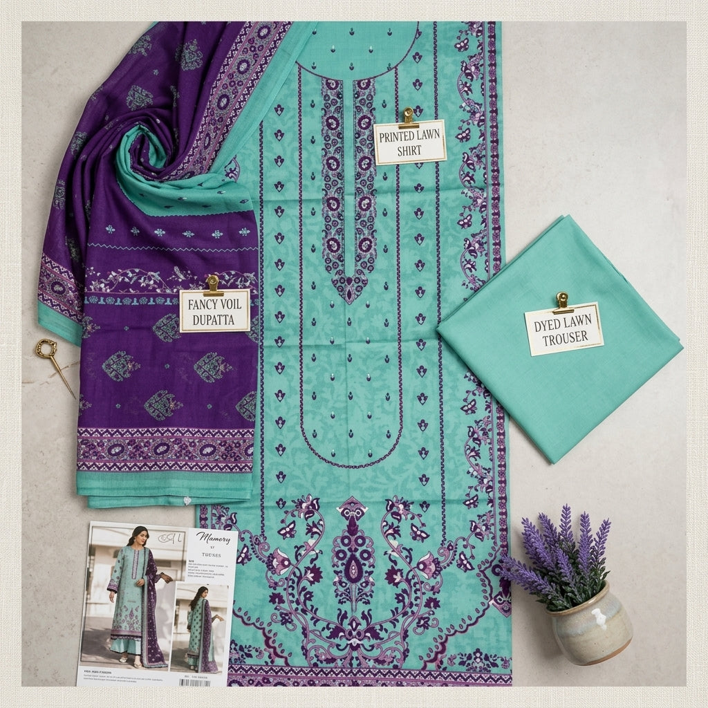 Premium 3 Pcs Unstitched Lawn Suit Best for dailywear