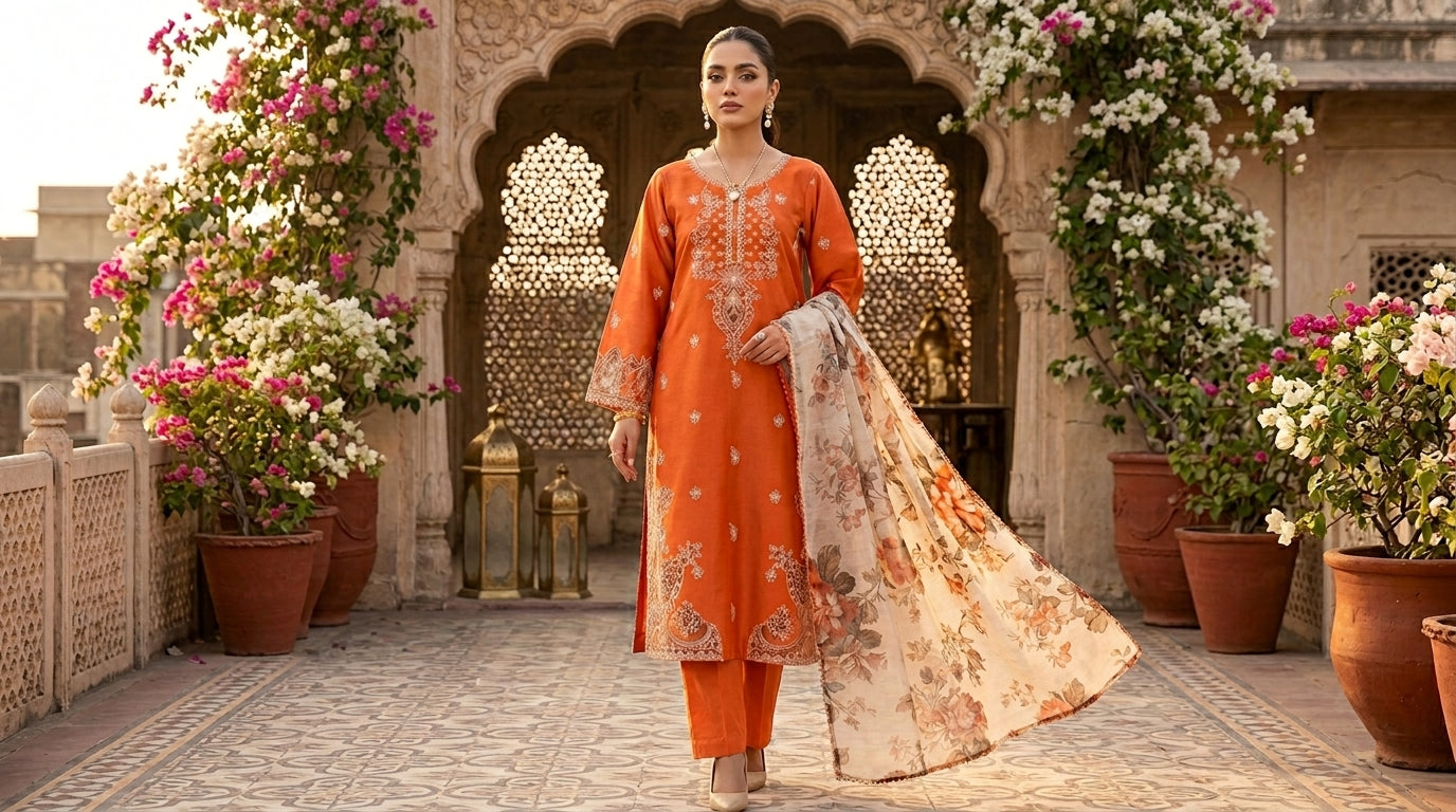 Premium 3 Pcs Embroidered Lawn Suit
