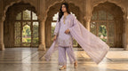 Premium Lavender Embroidered Kurta Set with Dupatta – 3 Pcs