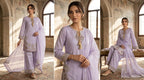 Premium Lavender Embroidered Kurta Set with Dupatta – 3 Pcs