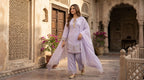 Premium Lavender Embroidered Kurta Set with Dupatta – 3 Pcs